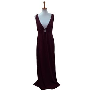NWT Watters Dress #6812 Gown Open Back Tie Wine Size 10